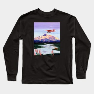 Denali Mountain Painting, K2 Aviation, Living Room Painting, Alaska Mountain, Gift for Pilot, Scott Clendaniel, Alaska Aviation, Mt McKinley Long Sleeve T-Shirt
